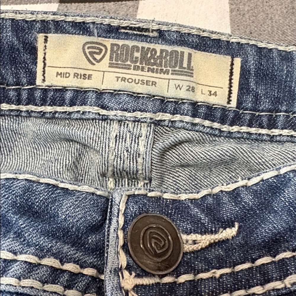 Rock & Roll Denim Mid Rise Trouser Cowgirl Bootcut Flare Jeans 28 x 32 Stretch - Picture 5 of 11